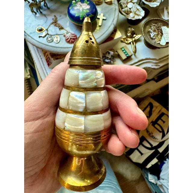 I discovered these exquisite, antique Mother of Pearl & Brass, Salt & Pepper shakers at the famous Kurtz St. Antique...