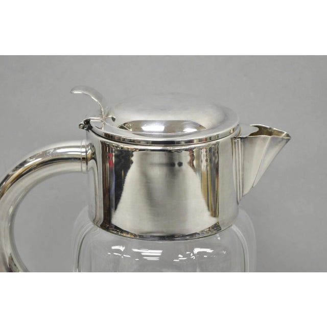 Early 20th Century Antique Victorian German Silver Plated Crystal Glass Lemonade Water Pitcher For Sale - Image 5 of 13