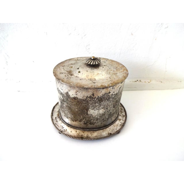 Victorian Mid 19th Century Antique Silver Plate Biscuit Barrel For Sale - Image 3 of 7