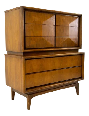 United Furniture Mid Century Diamond Highboy Dresser