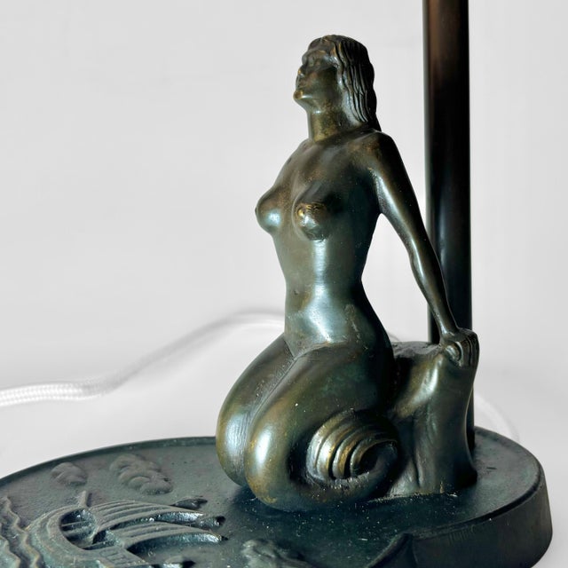 Vintage Swedish Grace Mermaid Table Lamp in Bronze from Malmö Metallvarufabrik, 1930s For Sale - Image 11 of 15