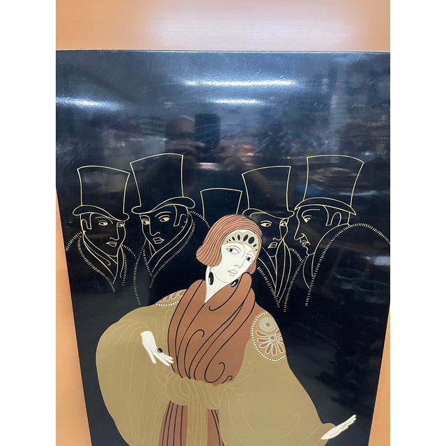 Wood Vintage Large Signed Erte Mounted Wall Panels—Set of Three For Sale - Image 7 of 18