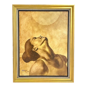 Vintage Art Deco Sepia Tone Figurative Painting