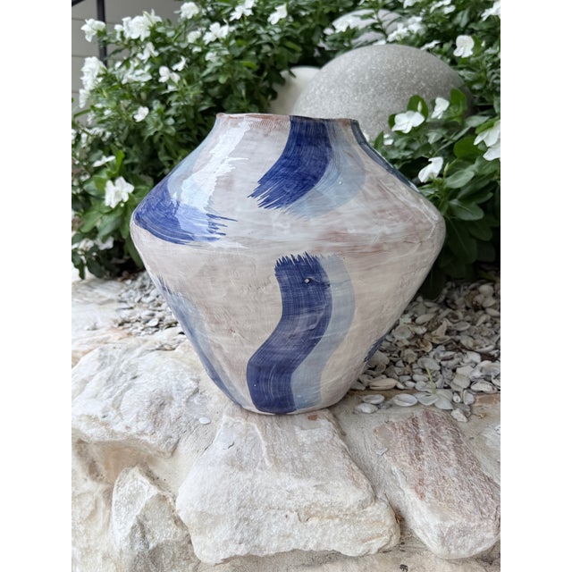 Campagna, Italy A handcrafted Italian ceramic vessel by Onofrio Acone, a ceramicist from Campagna, Italy, with a rounded,...