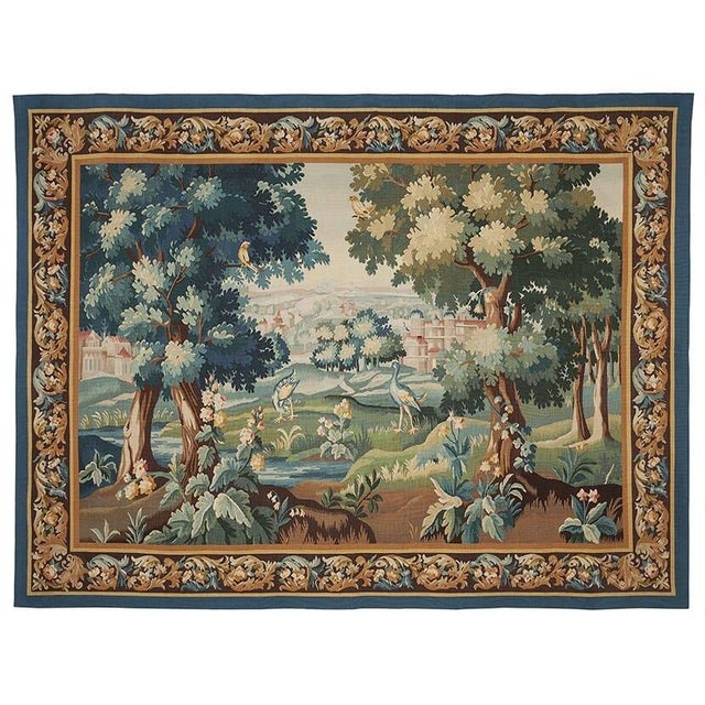 This tapestry is inspired from a fine example of a classical Verdure Tapestry, woven in Aubusson in France the 17th...
