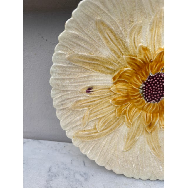 French Country French Majolica White Daisy Plate Orchies, Circa 1890 For Sale - Image 3 of 4