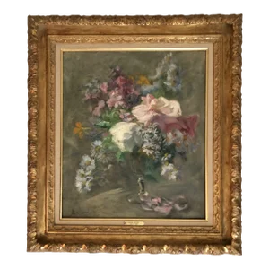 Early 20th Century Oil on Canvas Still Life With Flowers, by Listed French Artist Marthe Orant