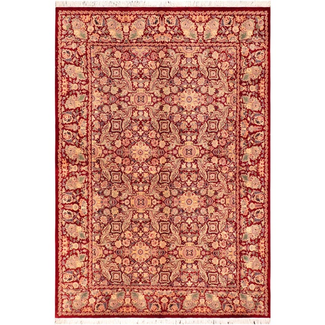Elegant Floral 1990's Pak-Persian Red/Gold Wool Rug - 6'2'' X 9'2'' For Sale - Image 9 of 9