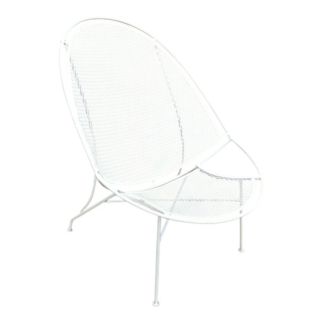 Vintage Salterini Mid-Century Modern "Radar" White Metal Patio Chair, Attributed For Sale