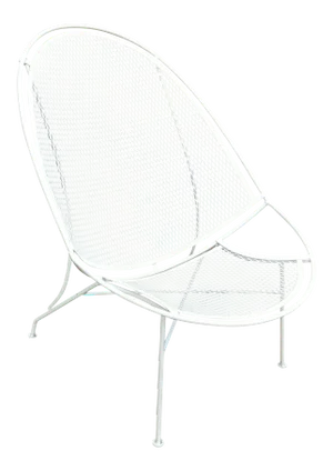 Vintage Salterini Mid-Century Modern "Radar" White Metal Patio Chair, Attributed