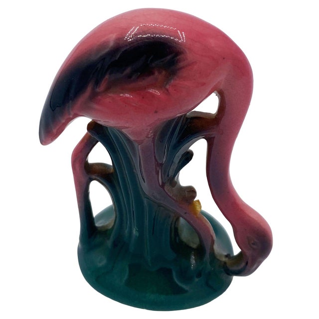 1950s MCM Ceramic Miniature Pink Flamingo Tabletop Statue His & Hers Set by Leftons For Sale - Image 10 of 12