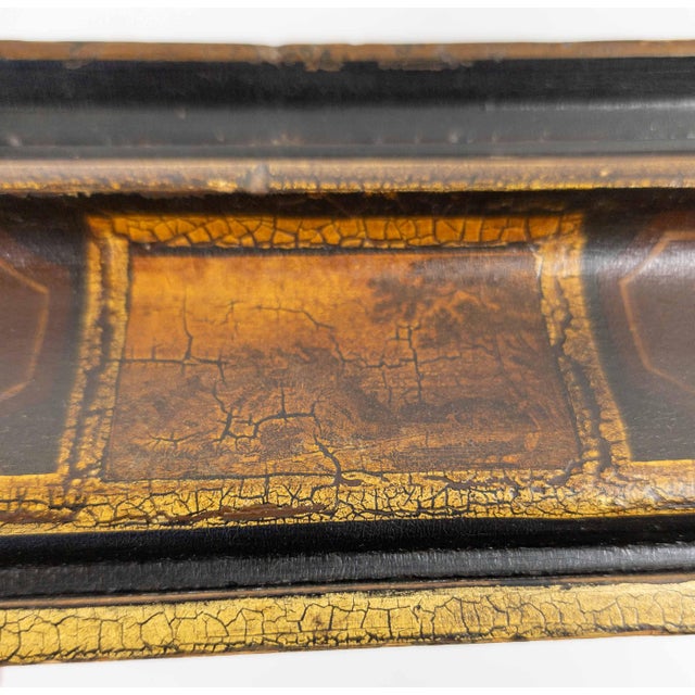 19th Century English Regency Egyptian Revival Sarcophagus Form Japanned Box For Sale - Image 11 of 16