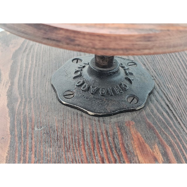 Antique Victorian Lyon & Healy Piano Stool Swivel Adjustable Cast Iron 1890s For Sale - Image 13 of 16