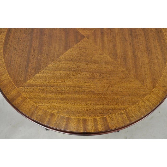 Antique English Edwardian Mahogany Bellflower Inlay Round Occasional Side Table For Sale - Image 12 of 12