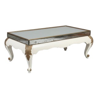 Antique Baroque Style Side Table with Mirrored Top For Sale