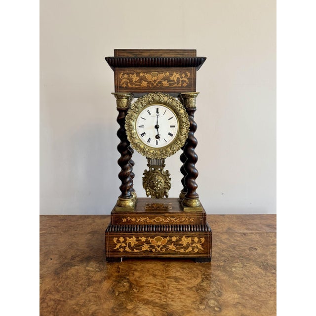 Brown Antique Victorian French Portico Clock, 1880 For Sale - Image 8 of 8