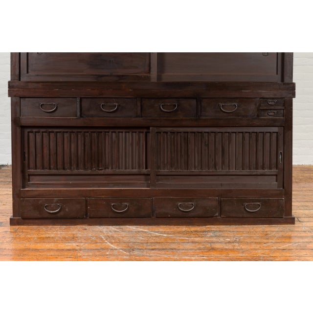 Japanese Taishō Period Early 20th Century Kiri Wood Mizuya Dansu Kitchen Cabinet For Sale - Image 9 of 13