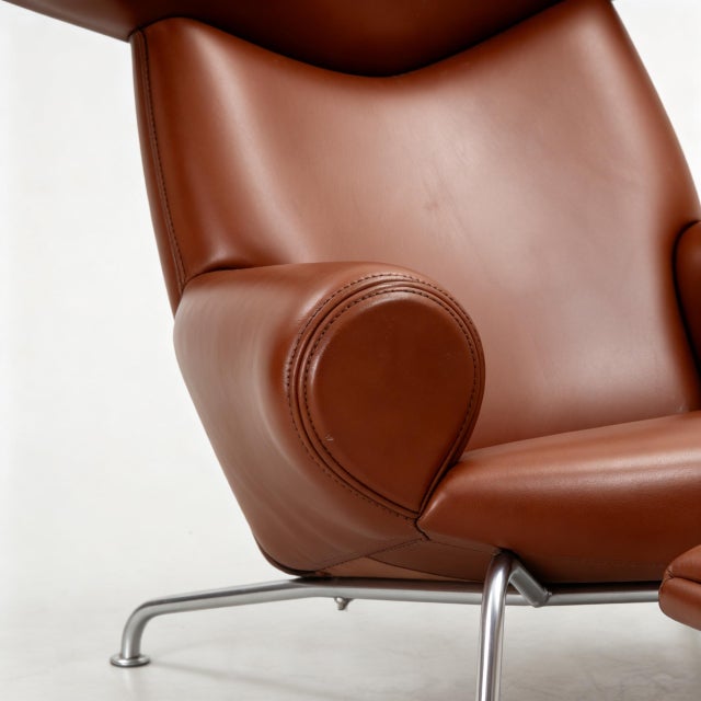 Hans J Wegner Ox Chair and an Ottoman for Erik Jørgensen Denmark For Sale - Image 9 of 14