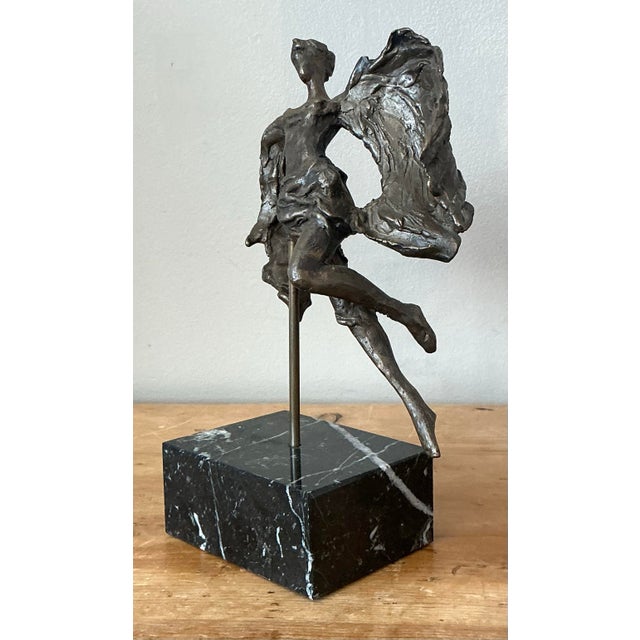 Metal Vintage Bronze Flying Angle Sculpture For Sale - Image 7 of 12