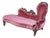 1970s Miniature Victorian Revival Red Velvet & Carved Mahogany Chaise Lounge Dog Bed For Sale