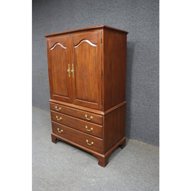 Henkel Harris Late 20th Century Henkel Harris Solid Cherry Linen Press / Armoire – Wild Black Cherry For Sale - Image 4 of 14