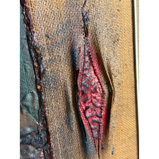 Textile Per Dahl Abstract Expressionist Oil Painting Textured Canvas Wood Frame Denmark 1970s For Sale - Image 7 of 9