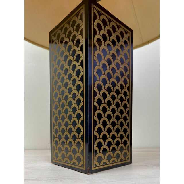 Vintage Table Lamp with Black and Gold Cube Base For Sale - Image 10 of 14