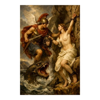 Atelier Aria Lumae Perseus and Andromeda Original Contemporary Fine Art Hahnemuhle Gallery Board Print Prestige Focal Panel 32 X 48 For Sale