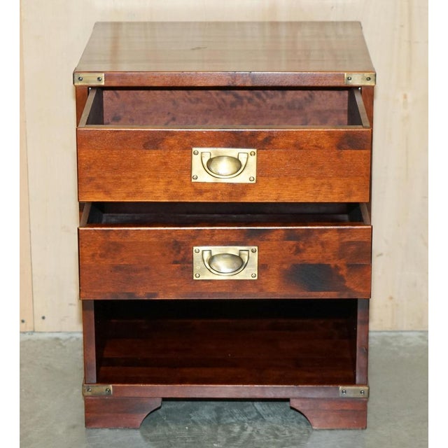 Miliary Campaign Bedside Table with Drawers, Set of 2 For Sale - Image 18 of 18