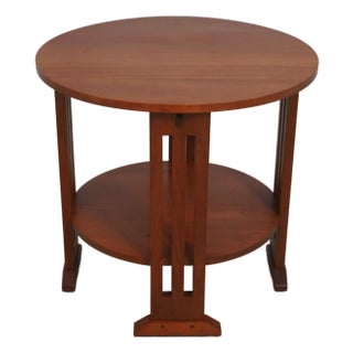 Stickley Round Mission Arts & Crafts Style Cherry Lamp Table For Sale