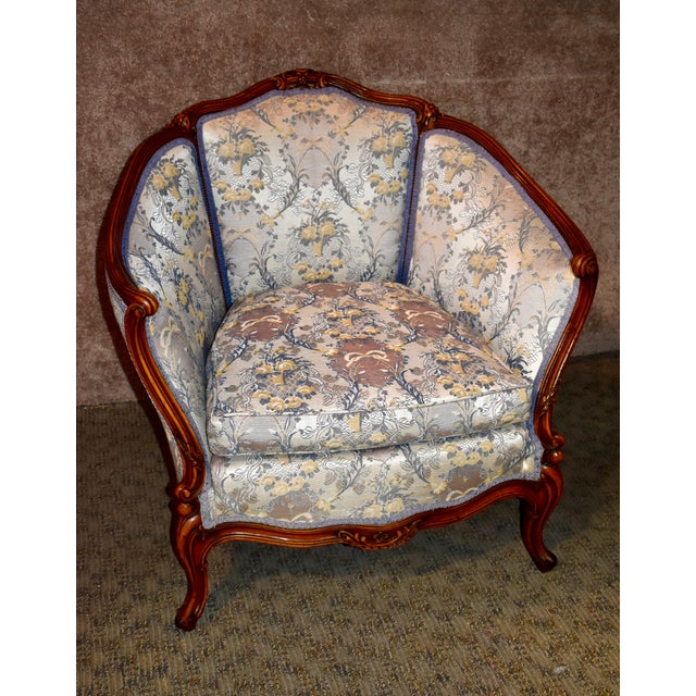 Vintage Carved Walnut French Style Rounded Back Chair Chairish
