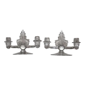 1940s Fostoria Art Deco "Flame" Candle Holders - a Pair