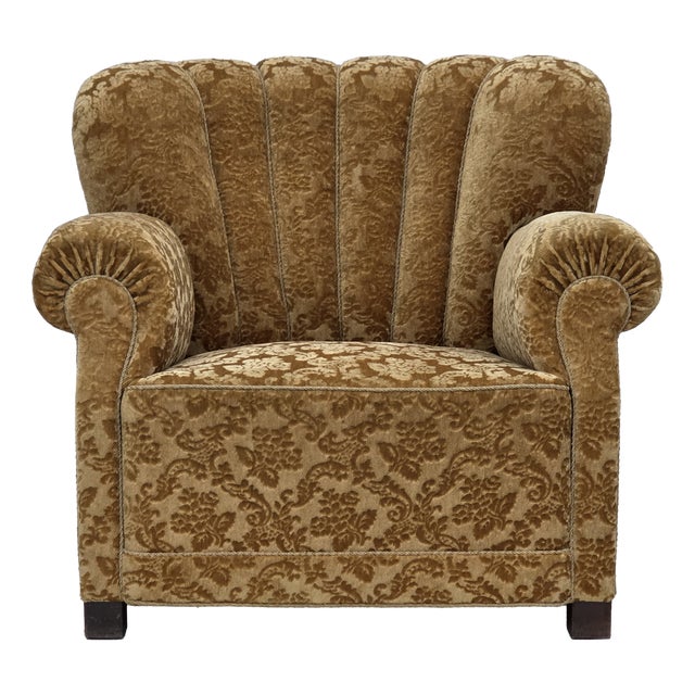 Danish Oak Relax Armchair with Velour Upholstery, 1960s For Sale