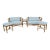 Pair of McGuire Target Back Lounge Chairs With 3 McGuire Footstools For Sale
