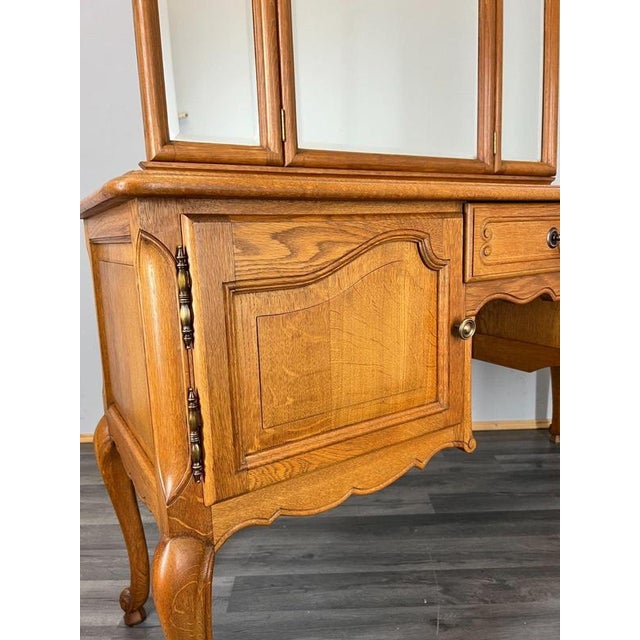 Vintage French Louis Style Oak Dressing Table with Mirror For Sale - Image 4 of 14