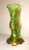 Up for sale is a very high quality antique hand blown Czech Bohemian art glass vase. it's blown out of a vibrant green...