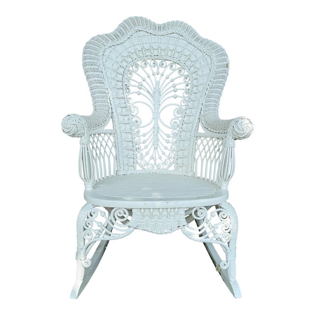 Vintage Heywood-Wakefield Wicker Rocker For Sale