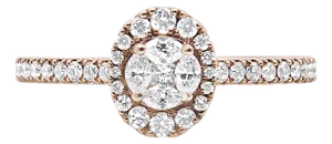 18K Rose Gold 1/2 Cttw Composite Marquise Composite Diamond Oval Shaped Halo Engagement Ring (F-G Co