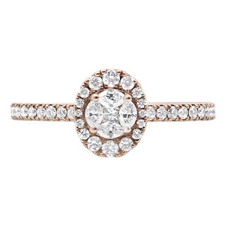 18K Rose Gold 1/2 Cttw Composite Marquise Composite Diamond Oval Shaped Halo Engagement Ring (F-G Color, VS1-VS2 Clarity) - Ring Size 7 For Sale