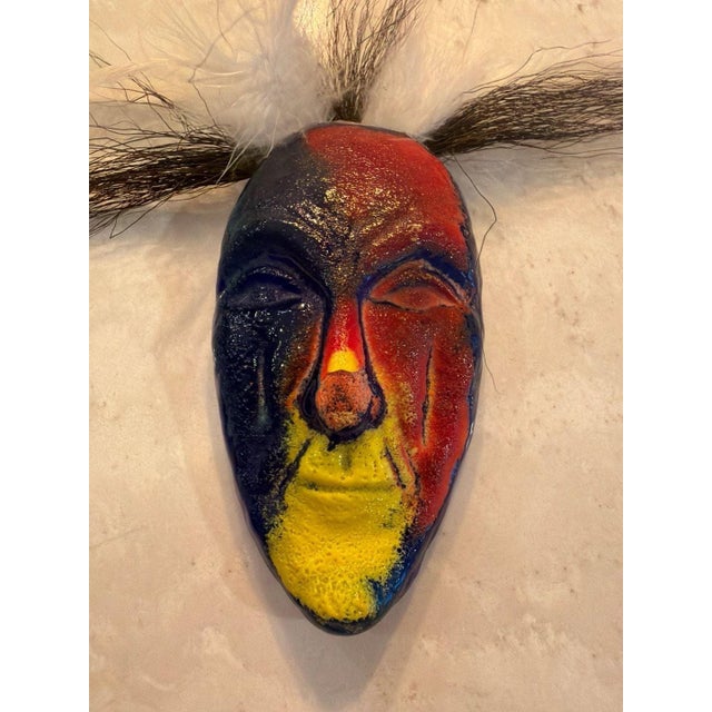 Vintage Kosta Boda Glass Wall Mask by Kjell Engman, 1980s. This rare Swedish art glass piece features a striking hand-...