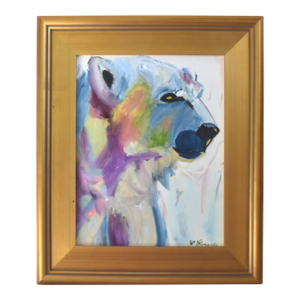 Impressionist Polar Bear Painting Including the Antiqued Gold Wood Frame