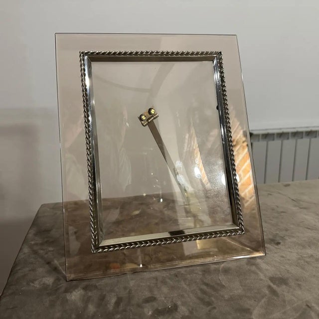 Brown 1960s High Quality Mid-Century Modern Smoked Glass Italian Picture Frame For Sale - Image 8 of 11