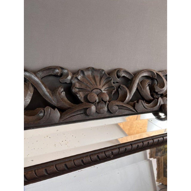Large Carved Wooden Mirror, Baroque Style We present a magnificent large carved wooden mirror in the Baroque style, ideal...