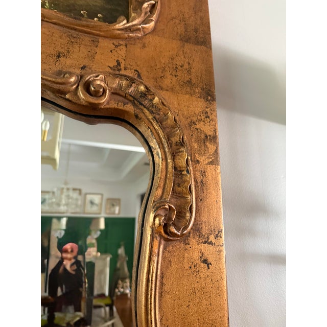 Wood Grand 72" Vintage French Louis XV Style Giltwood Trumeau Mirror For Sale - Image 7 of 12