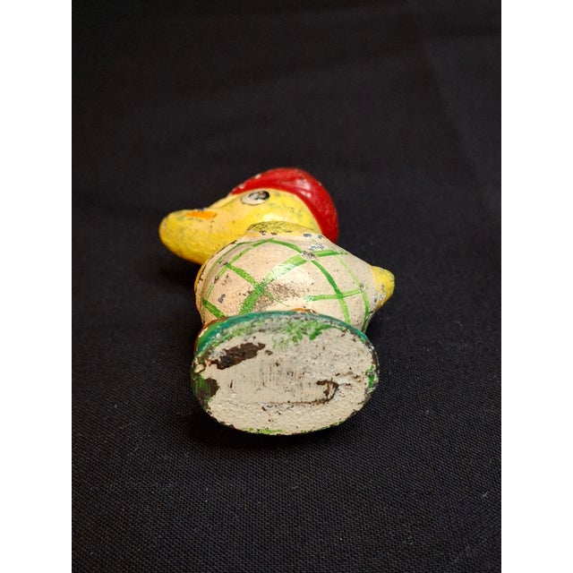 Yellow Antique Hubley Cast Iron Golfer Duck Paperweight Duffer Figurine Original Paint For Sale - Image 8 of 11