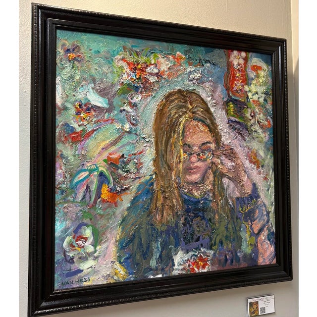 "The Girl With Kaleidoscope Eyes", Figurative Oil Painting, Abstract Art, Framed For Sale - Image 4 of 8