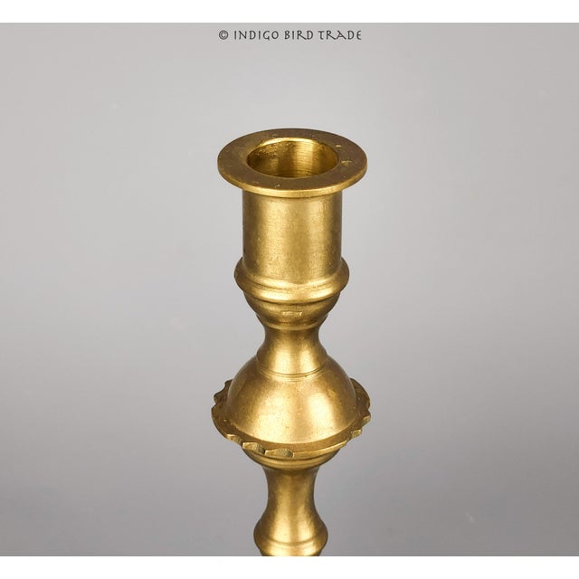 French Antique French Brass Candlestick Holders Set of 2 For Sale - Image 3 of 6