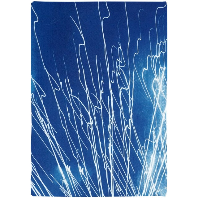 Paper 2020 "Firework Lights" Original Cyanotype Print on Watercolor Paper - a Pair For Sale - Image 7 of 10