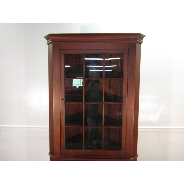 1960s Henkel Harris Solid Mahogany Twelve Pane Corner China Cabinet For Sale - Image 5 of 10
