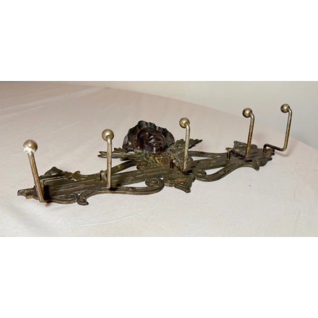 1920s Antique Americana Boy Bronze Patinated Cast Iron Coat Hat Rack Wall Hook Hanger For Sale - Image 5 of 10